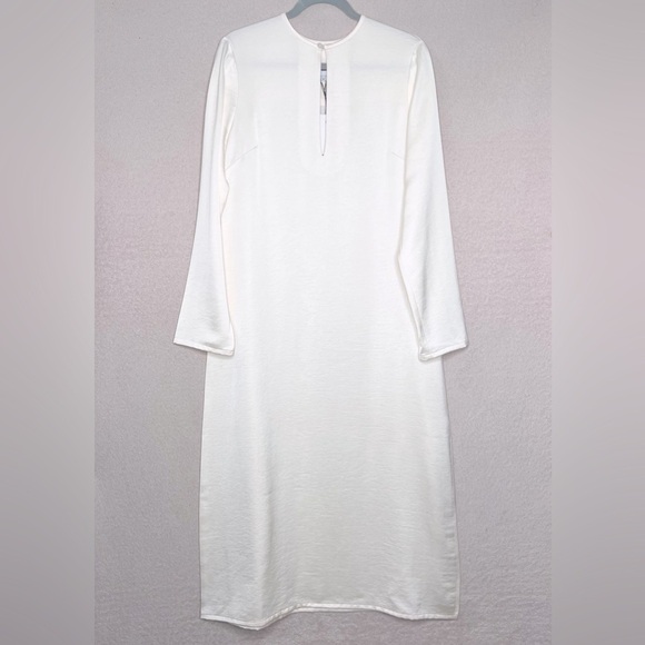 Saint Art Isabel Satin Long Sleeve Midi Dress-Champagne-Women’s M-Modest-NEW-NWT - Picture 2 of 15